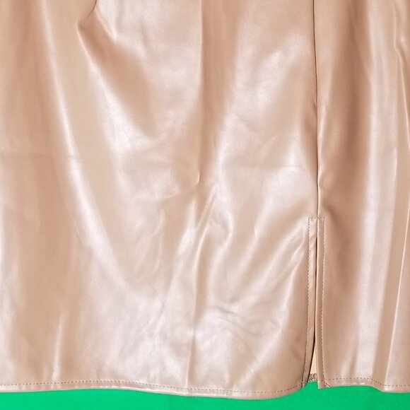 Windsor Tan Natural Vegan Faux Leather Skirt Women Small Club Party NWT - Picture 3 of 6